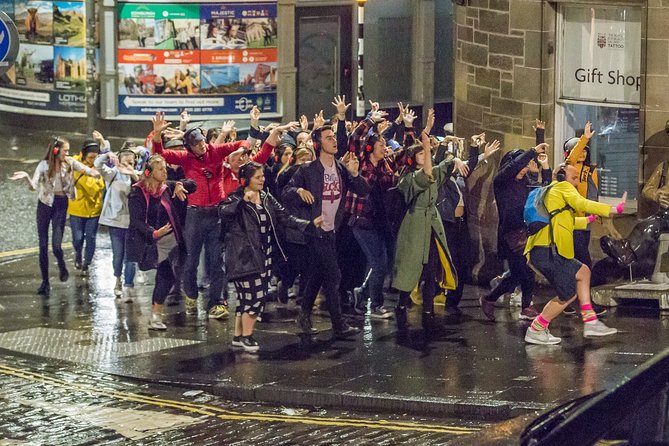 Silent Disco Adventure Tour - Performing outside the Scottish National Gallery